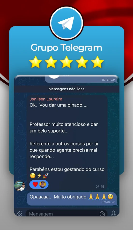 Depoimento de Jonilson no grupo do Telegram
